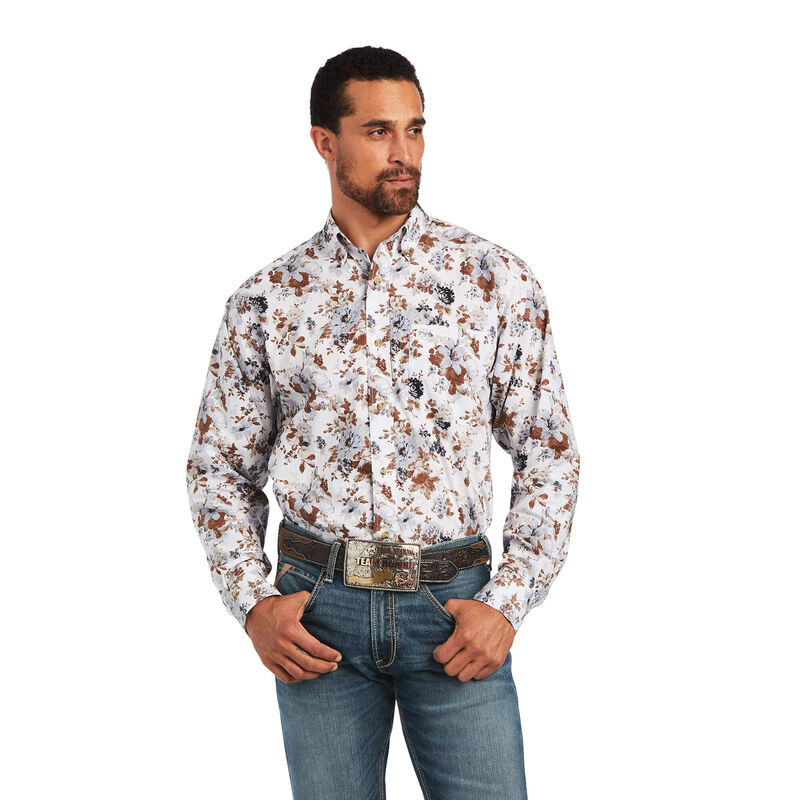 Camisas Ariat Bryant Classic Fit Blancas/Marrones Hombre - Chile 579-ZQPVNI